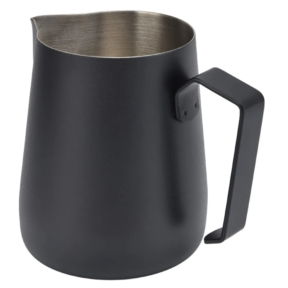 450ml Capacity Milk Frothing Pitcher Pointed Spout Stainless Steel Frothing Pitcher Thickened Wall Black/White Finish
