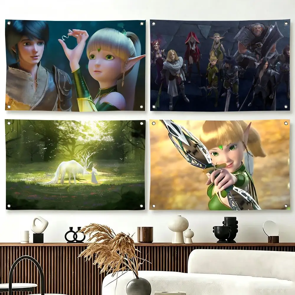 Fantasy Animation T-Throne of Elves Flags  For Living Room Home Dorm Decor Wall Outdoor Camping Party Banner Gifts