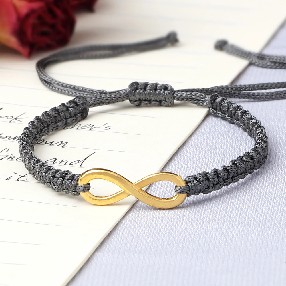 Alloy Infinity Braided Bracelet Red Black Thread Adjustable Handmade Lucky Bracelets & Bangles Men Women Yoga Charm Jewelry Gift