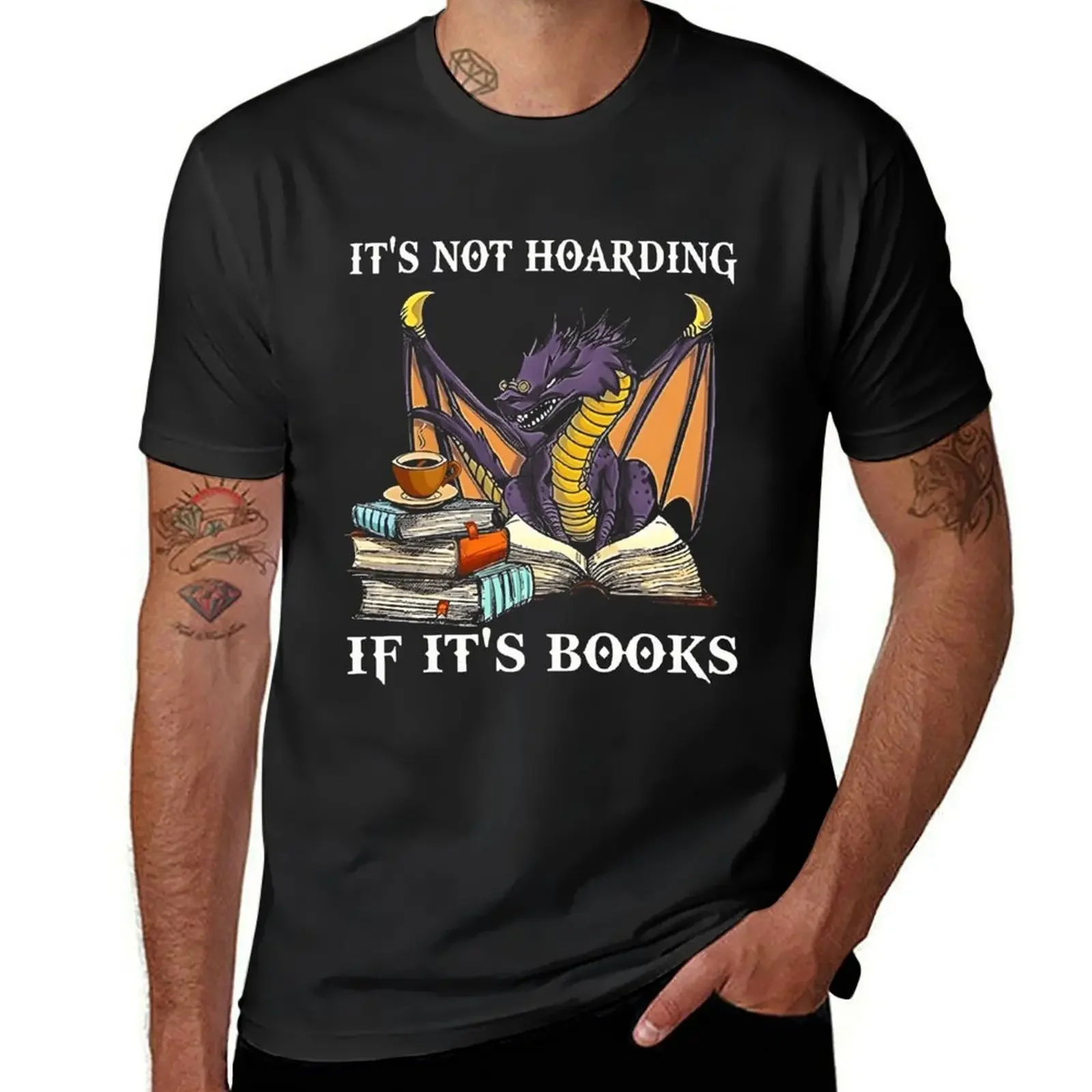 Dragon Its not hoarding if its books T-Shirt summer tops oversizeds compression shirt men