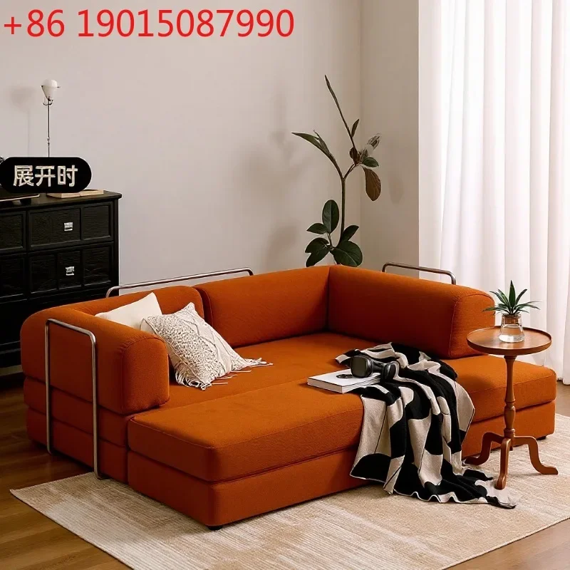 Multi-living vacuum compression medieval teddy module fabric sofa small apartment living room folding dual-purpose floor