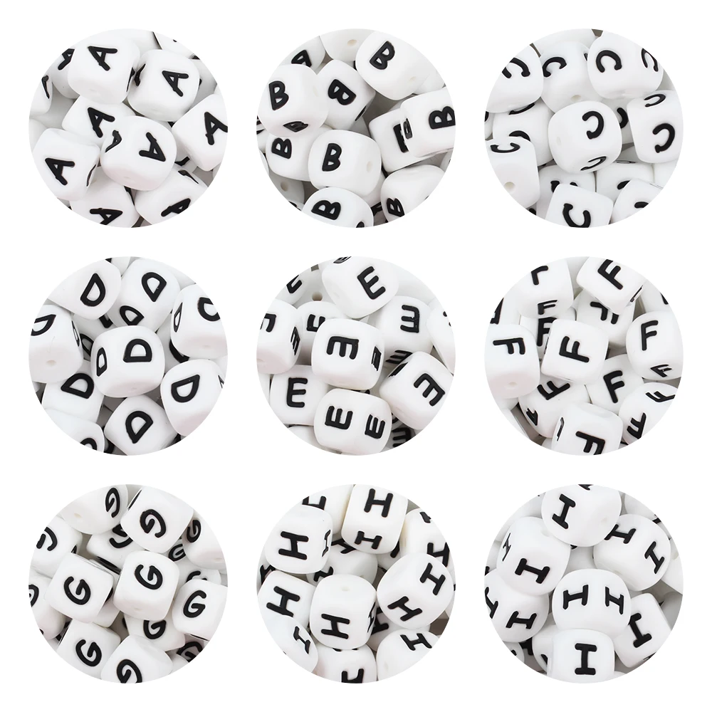 26pcs Letters Beads 12mm Silicone English Alphabet Beads Focal Loose Beads DIY Name Bracelets Accessories For Jewelry Making