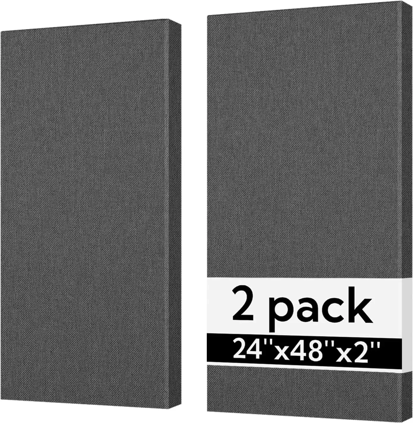 Sound Acoustic Panels 2 Pack, 24''x48'' Fiberglass Acoustic Wall Panels 2'' Thick, Large Sound Proof Panels for Walls (Dark