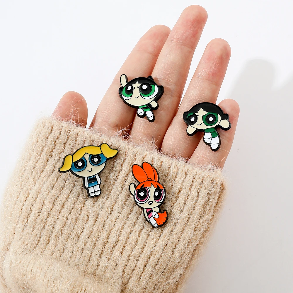 The Powerpuff Girls Lapel Pin Anime Badges on Backpack Metal Enamel Brooch Cartoon Jewelry Clothing Accessories Gifts image 3