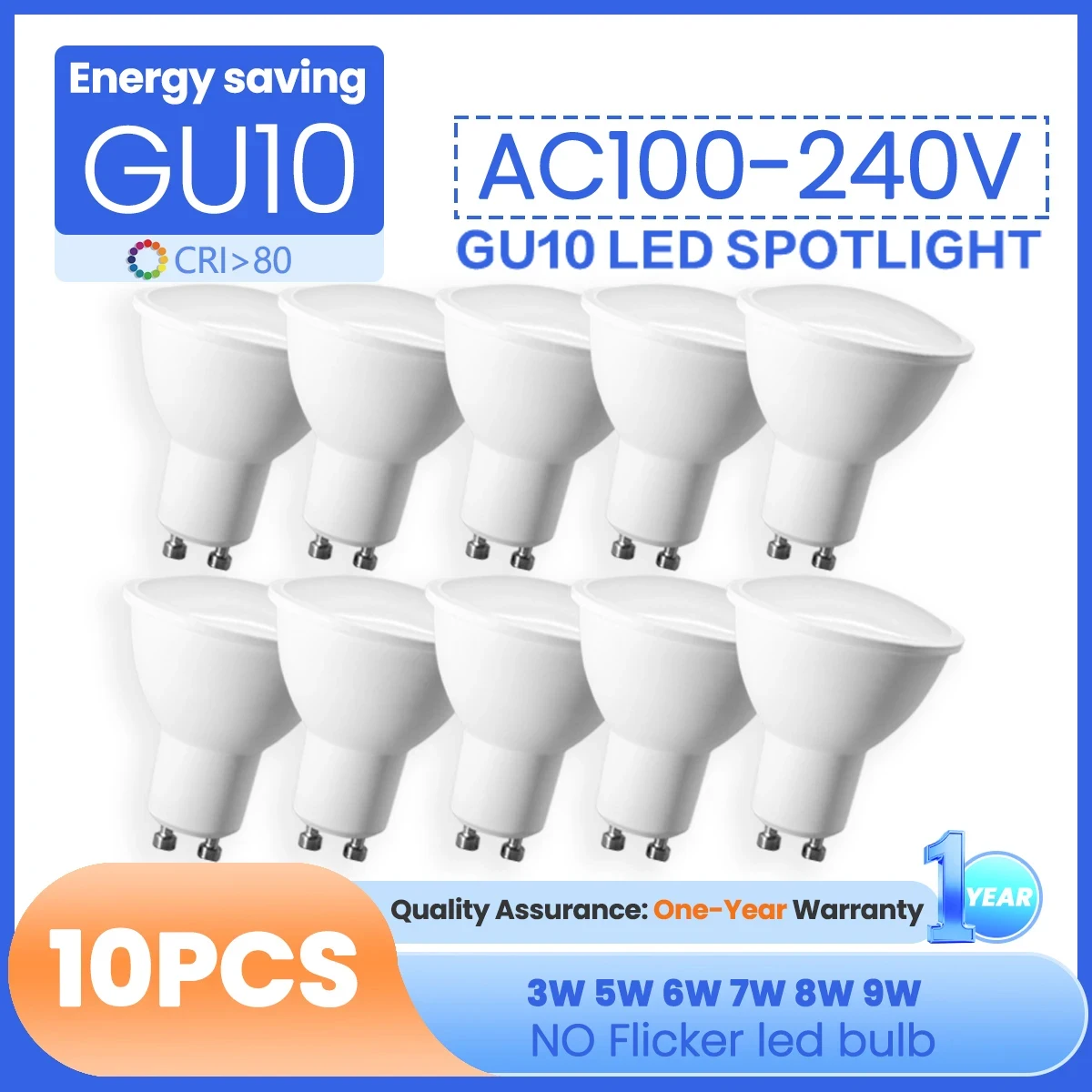 

10 шт. lámpara светодиодный прожектор GU10 3 Вт 5 Вт 6 Вт 7 Вт 8 Вт 9 Вт переменного тока 100 В 120 В 220 В 100 лм/Вт Замена галогенных ламп 30 Вт 50 Вт Люстры