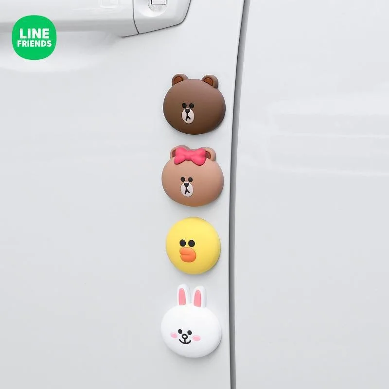 Line Friends Brown Cartoon Car Door Edge Anti-collision Block Wheel Hub Anti-scratch Strip Rearview Mirror Decoration Supplies