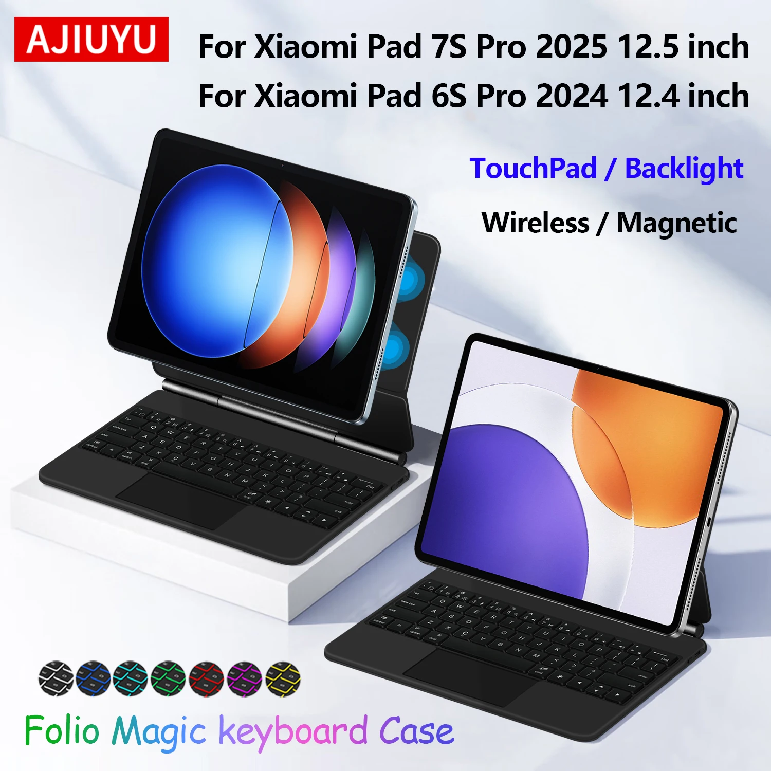 

Backlight Magic Keyboard Cover For Xiaomi Pad 7S Pro 2025 12.5" Smart Case For Xiaomi Pad 6S Pro 12.4" 2024 Touchpad Keyboard