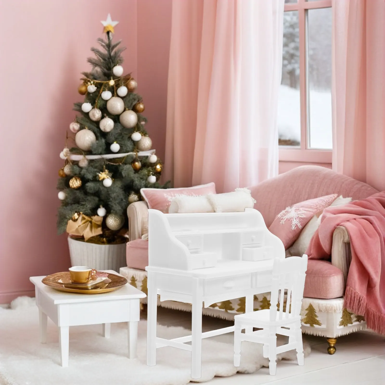 

2 Sets Miniature Writing Desk Children's Playhouse Furniture Openable Drawer Creativity Roleplaying Home School Travel