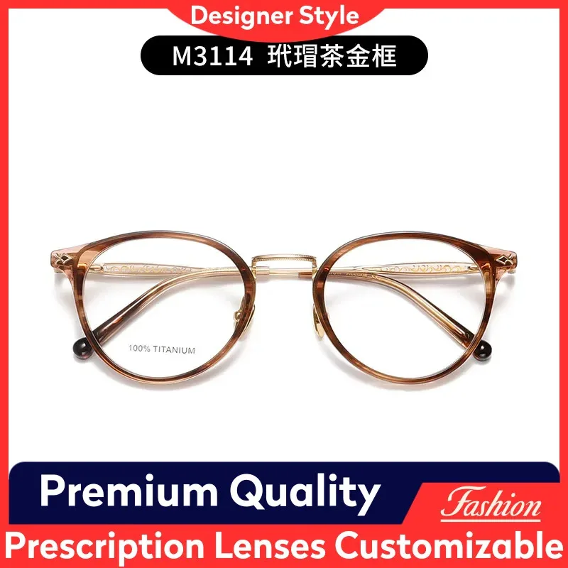 M3114 Japanese Designer Eyewear Luxury MATSUDA-Like Eye Glasses Women's Acetate Optical Frames M-Classic Gold Medal Series