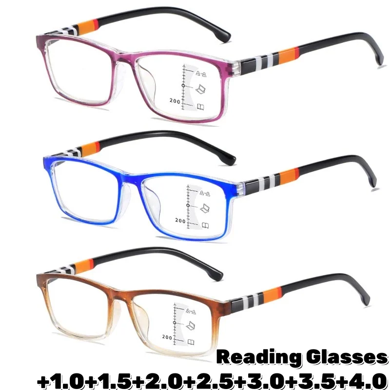 

Ultralight Trendy Multifocal Reading Glasses Progressive Presbyopia Eyewear Fashion HD Eyeglasses for Women Men Diopter To +4.0