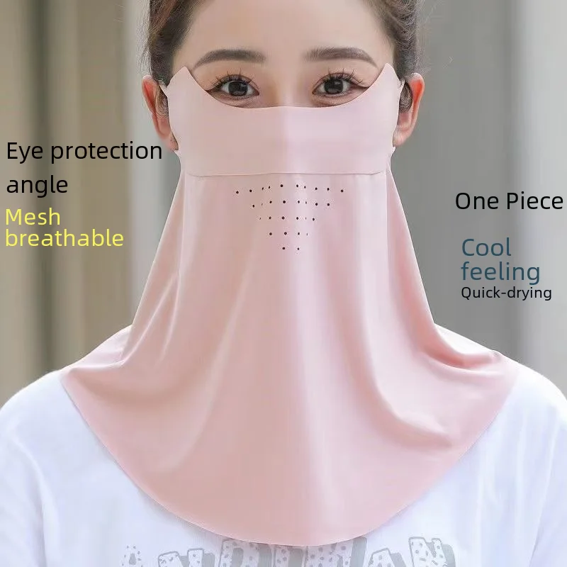 여성용 자외선 차단 마스크, 통기성 아이스 실크 베일, 자외선 차단 얼굴 커버, 여름 야외 스포츠 