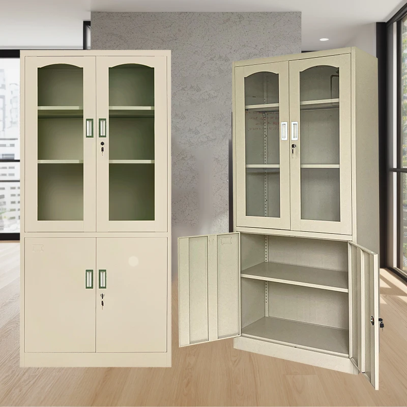 for Storage Cabinet Iron Cupboard Steel Office Furniture Steel Filling Cabinet Glass Door Metal Cabinet File Office