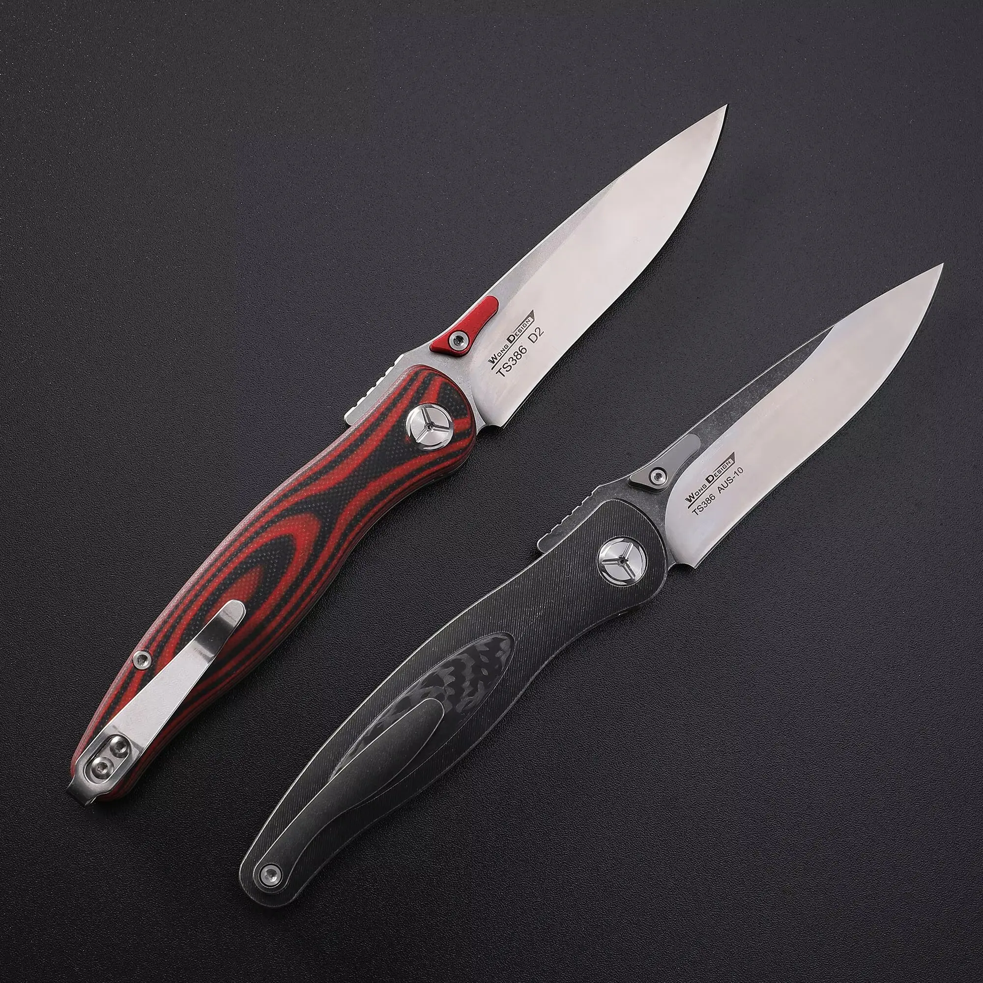 TWOSUN TS386 Folding Knife Pocket Knife for Men Titanium Handle Ball Bearing AUS-10 Steel Blade Knife Camping Survival EDC Tools