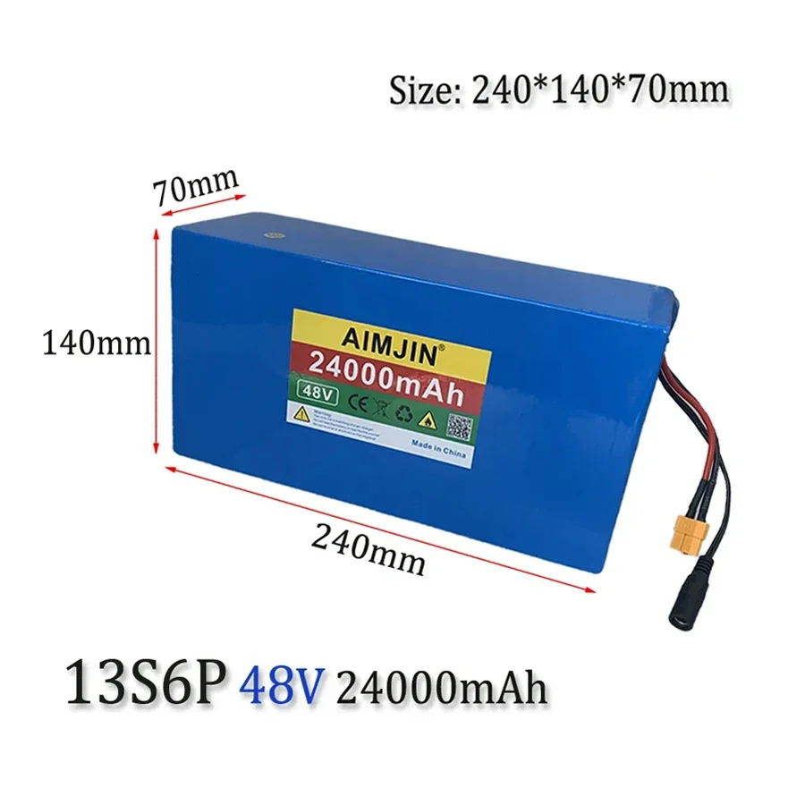 Paquete de batería de litio 13S6P, 48V, 24000mAh, 18650 BMS inteligente integrado Ele