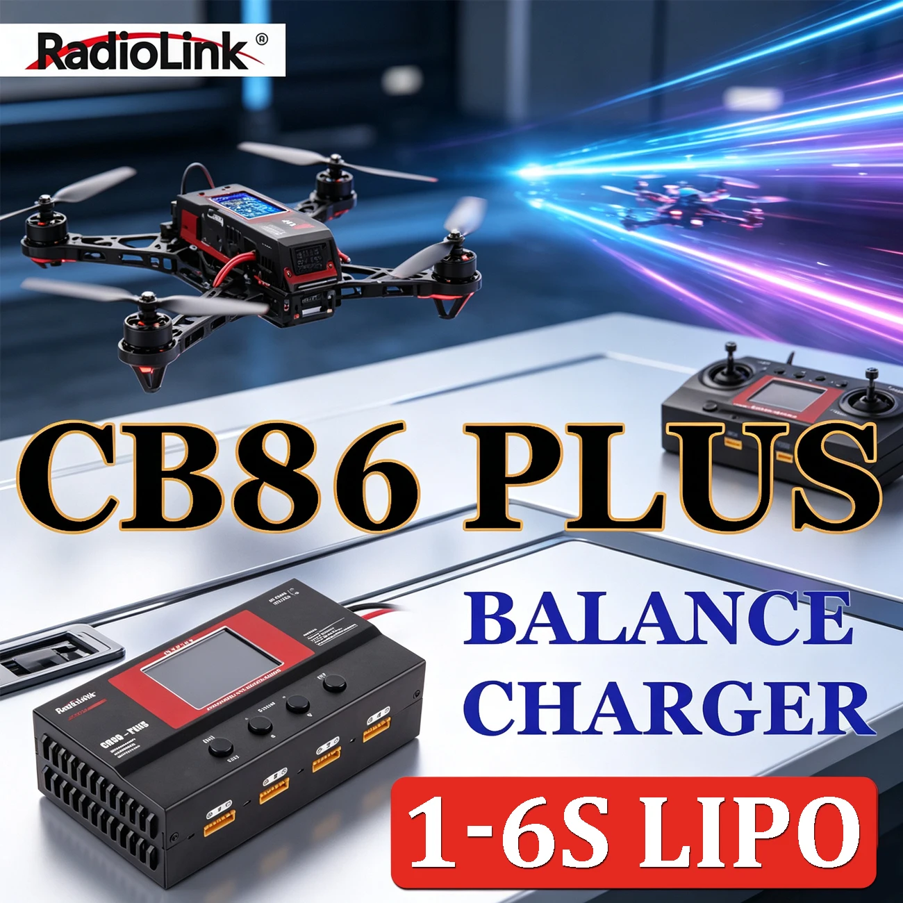 Radiolink CB86 Plus Balance Charger 0.1-6A For 1-6S Lipo Lithium Battery Professional RC Charger FPV Drone Helicopter Model Part