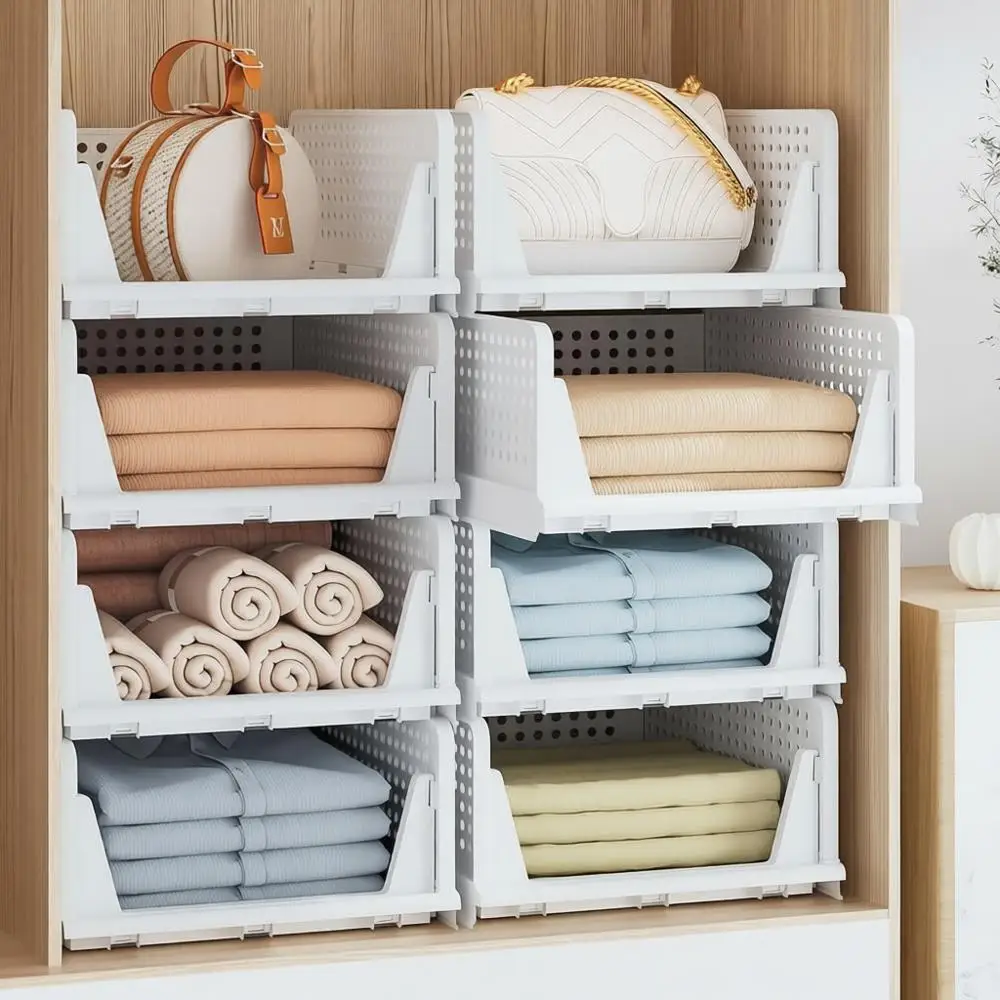 

Органайзеры для одежды, штабелируемые пластиковые контейнеры, органайзеры для шкафа, объем 5 л, белые