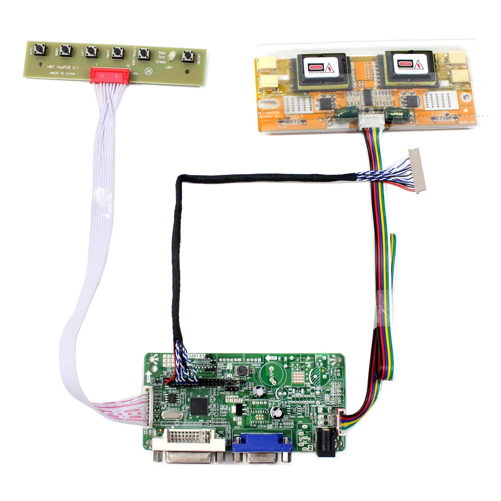 VSDISPLAY VGA DVI LCD Controller Board compatible with 15 inch 20pin 1024X768 HT15X15-D01 LCD Screen