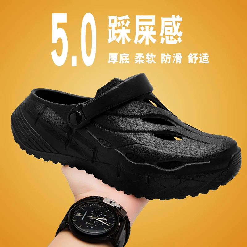 

Hot Sale Thick Sole Cloud Feel Closed Toe Slides EVA Hollow Out Clogs Sandals