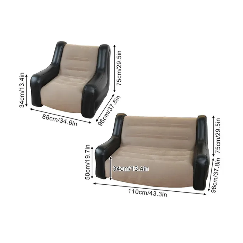Air Mattress Inflatable Sofa Double Inflatable Chair For Flodable Blow Up Couch Lounger Portable AirSofa Indoor Tent Camping image 3