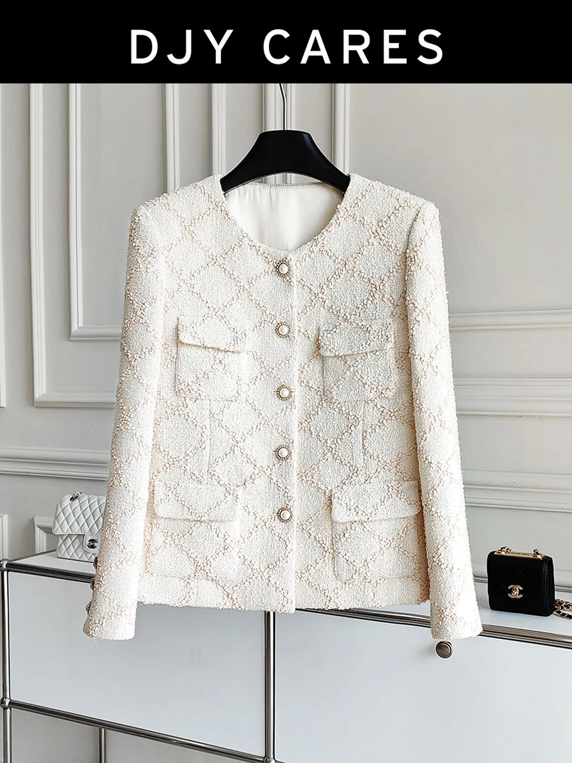 New Lingge pattern design bright floral coat with four pockets top  Can customize size