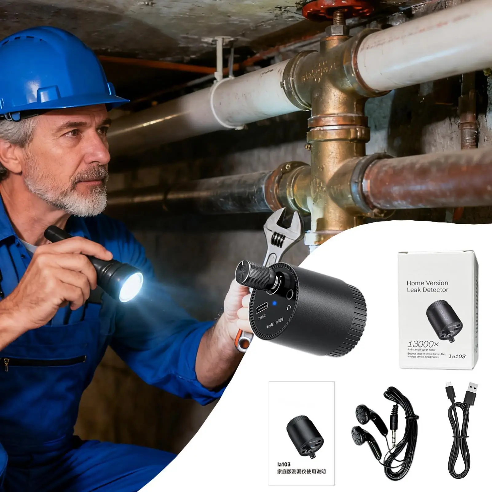 Water Leak Detector High Strength Drip Monitor Water Leak Detection Device For Home Bedroom Basement Kitchen Laundry Apartment