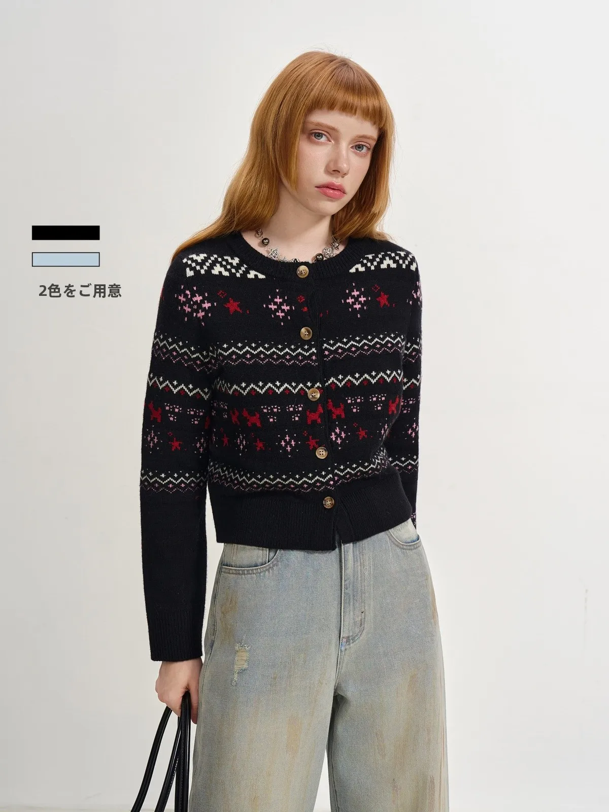 

Sofitte Fair Isle вязаный свитер кардиган женский повседневный мягкий нейлоновый шерстяной свитер длинный свек круглый Ne стандартной посадки