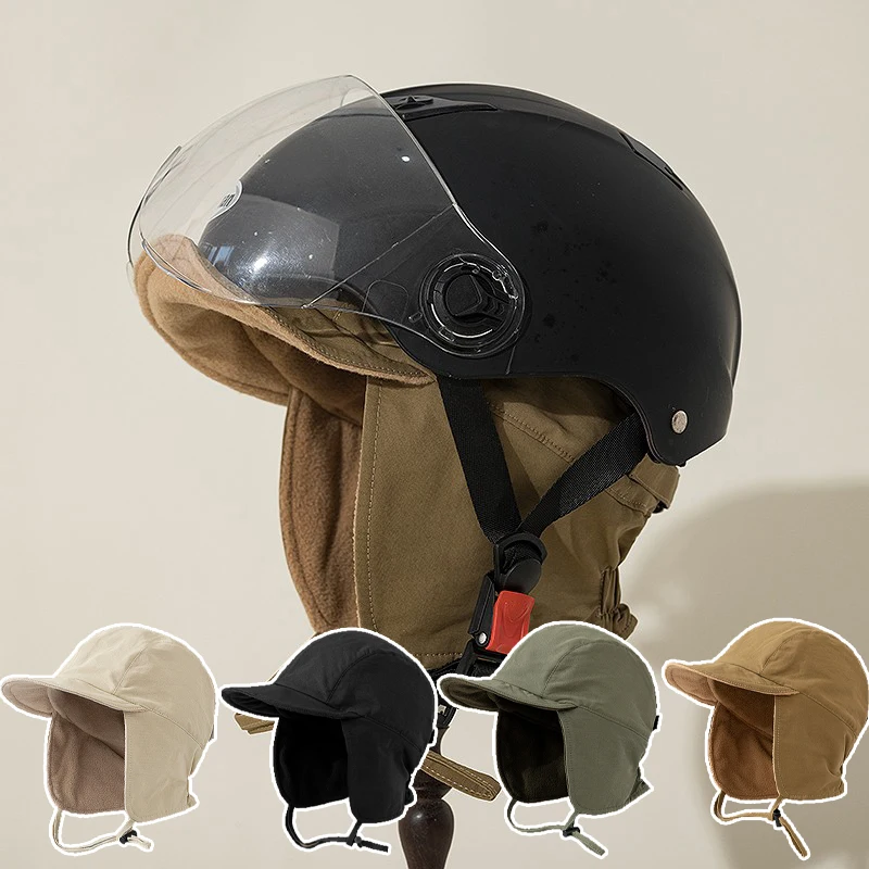 Gorros con protección para los oídos para montar a prueba de viento para hombres y mujeres, gorro de piloto de terciopelo de Color sólido impermeable de secado rápido japonés, gorro cálido para invierno