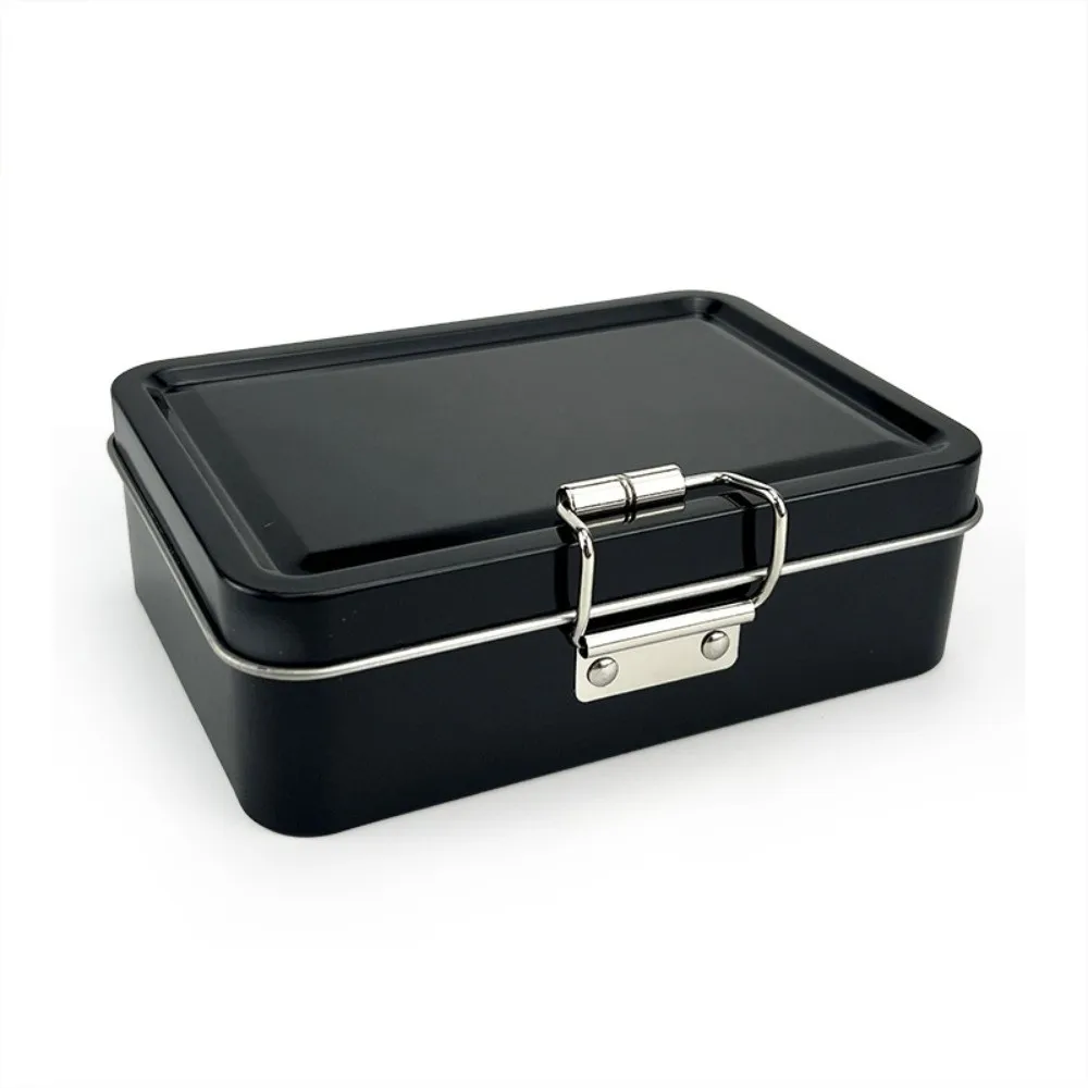 

Flip Cover Buckle Iron Box Solid Color with Lid Fishing Craft Storage Tin Metal Durable Fishhook Organizer Case