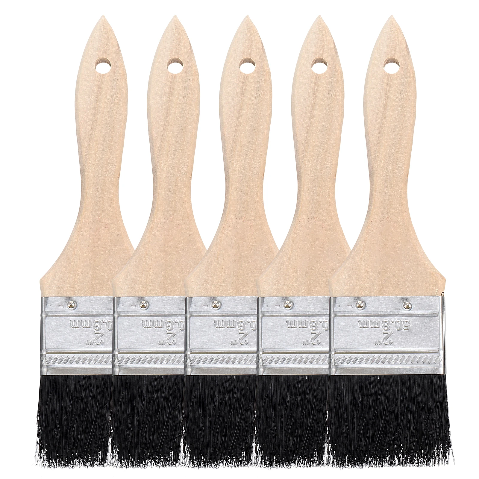 5pcs Black Bristle Paint Brush 2Inch Eco Friendly Varnish Brushes for Boat Household Oil Painting Easy Storage Multi Purpose