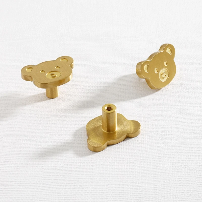 Schöne Möbelgriffe, kleine Bären-Schubladenknöpfe, Kinderzimmerdekoration, Schrankgriffe aus Messing – Detail 3