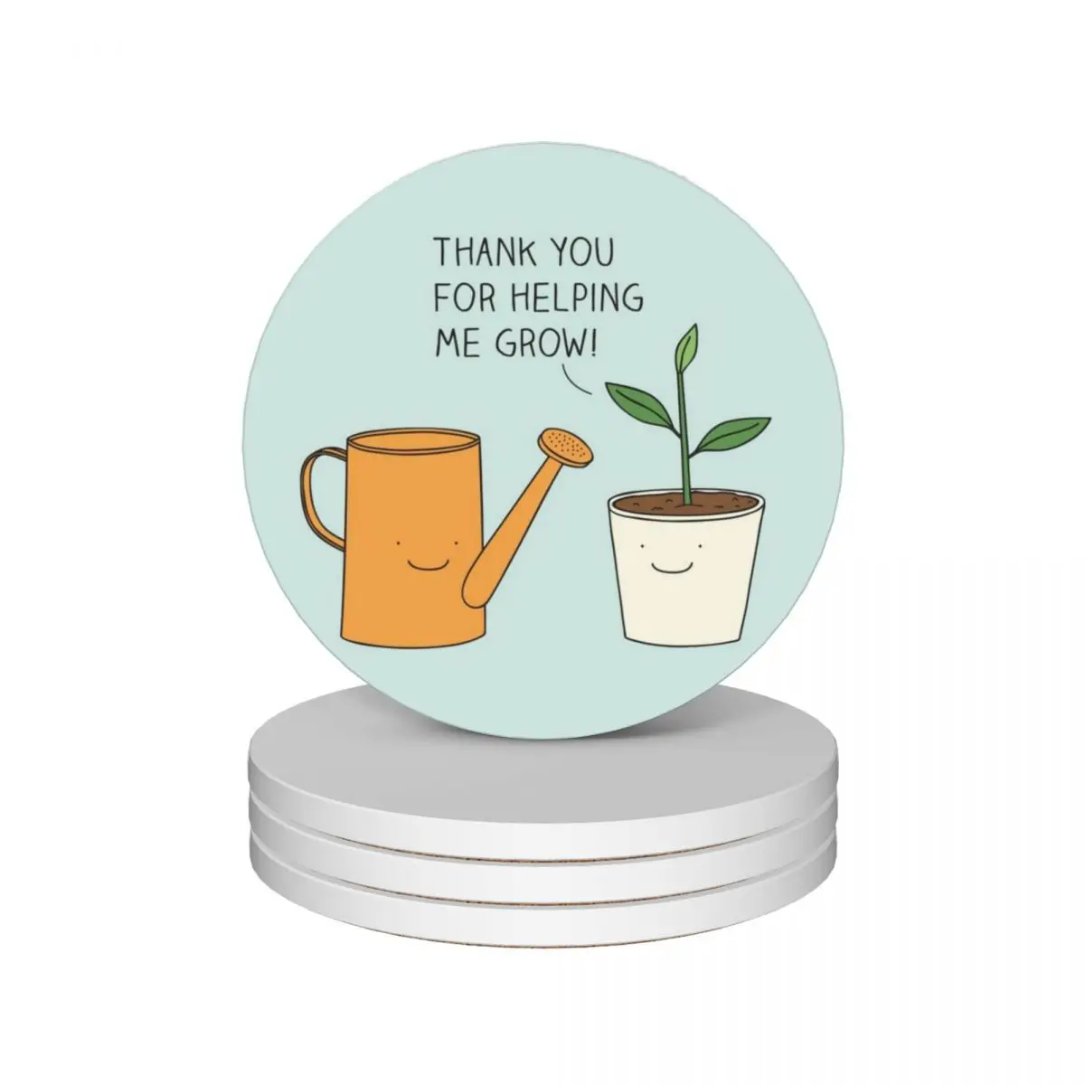 

Thank you for helping me grow! Ceramic Coasters (Set of 4) drinks cup set white Coasters