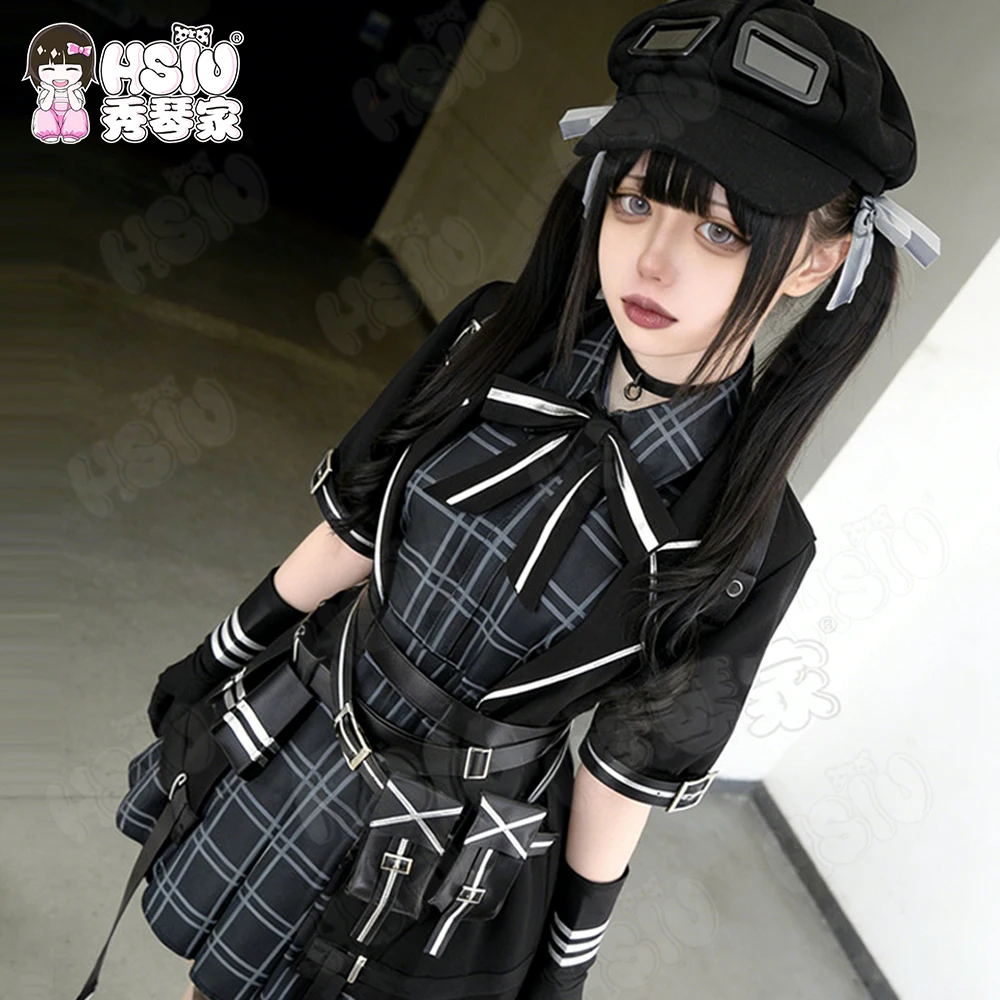 쿠로베 나노카 코스프레 가발 HSIU 60CM 검은색 긴 머리 내열성 가발 + 가발 모자 게임 마법 소녀 마녀 재판 코스프레 가발