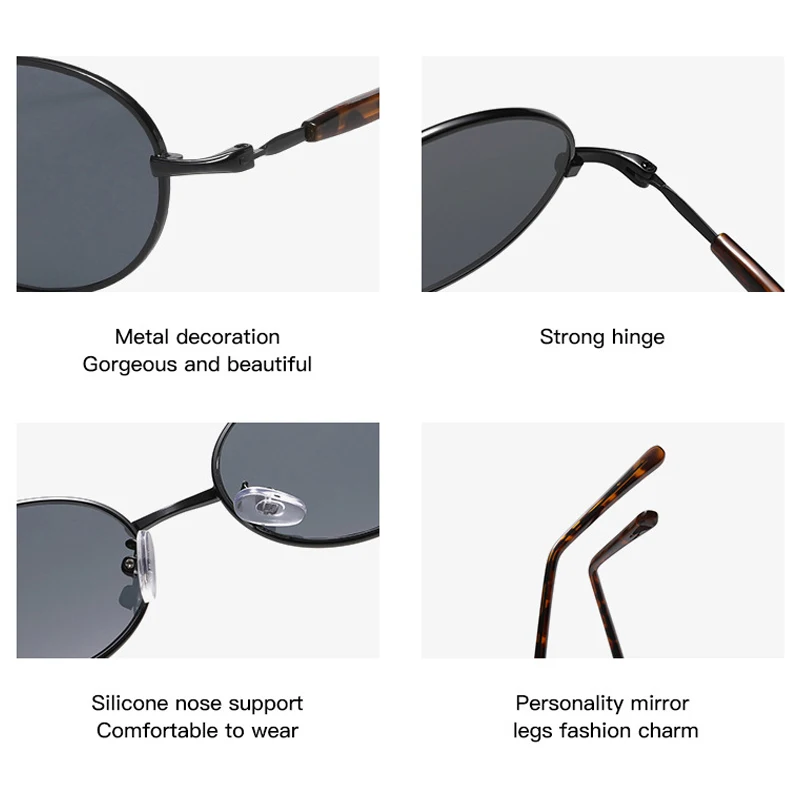 SO&EI Fashion Small Metal Oval Sunglasses Women Retro Punk Men Trending Clear Lens Frame Shades UV400