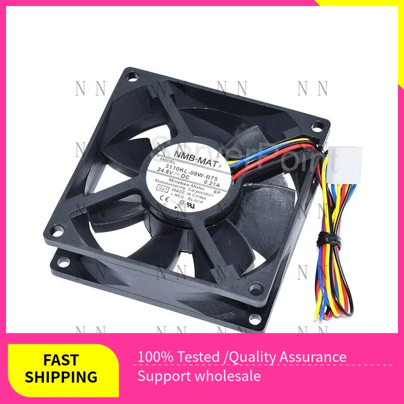 

GGT New 3110KL-09W-B75 DC24.5V 0.21A 4-Wire 8cm 8025 80*80*25MM Cooling Fan