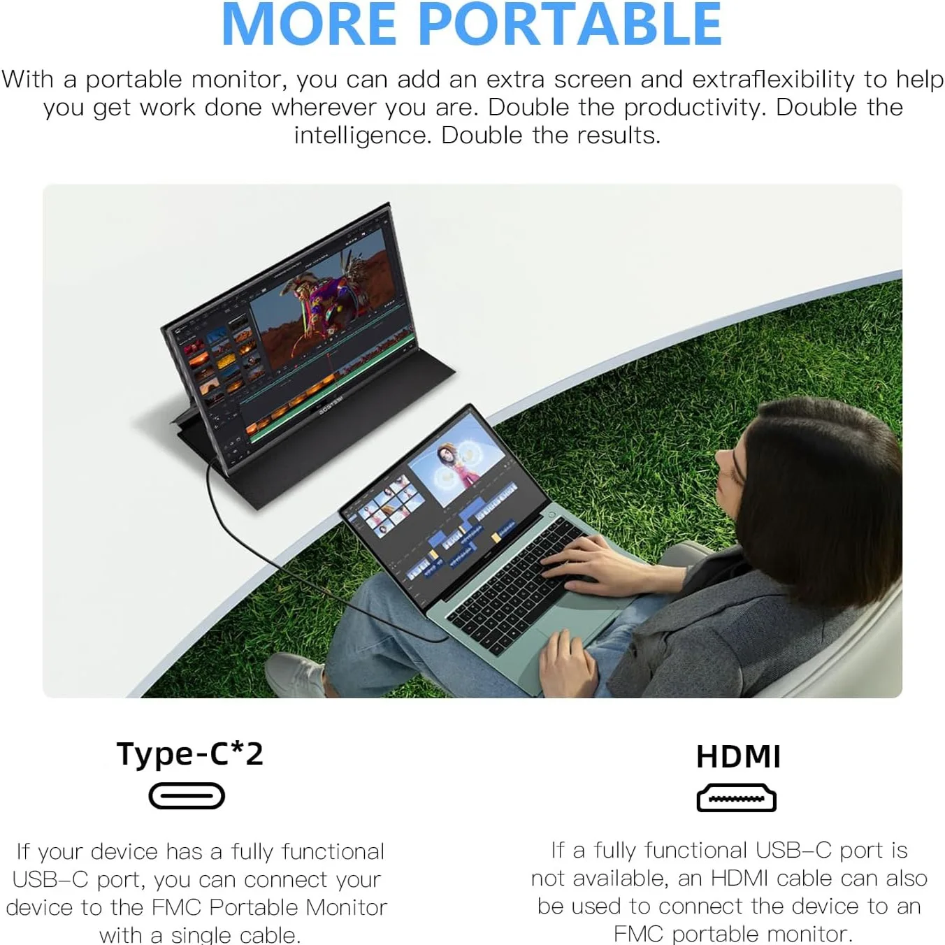 شاشة محمولة 15.6 بوصة 1080P Tybe-C HDMI Gaming Ultra-Slim IPS عرض مكبرات الصوت HDR التوصيل والتشغيل شاشة خارجية لأجهزة الكمبيوتر المحمول #3