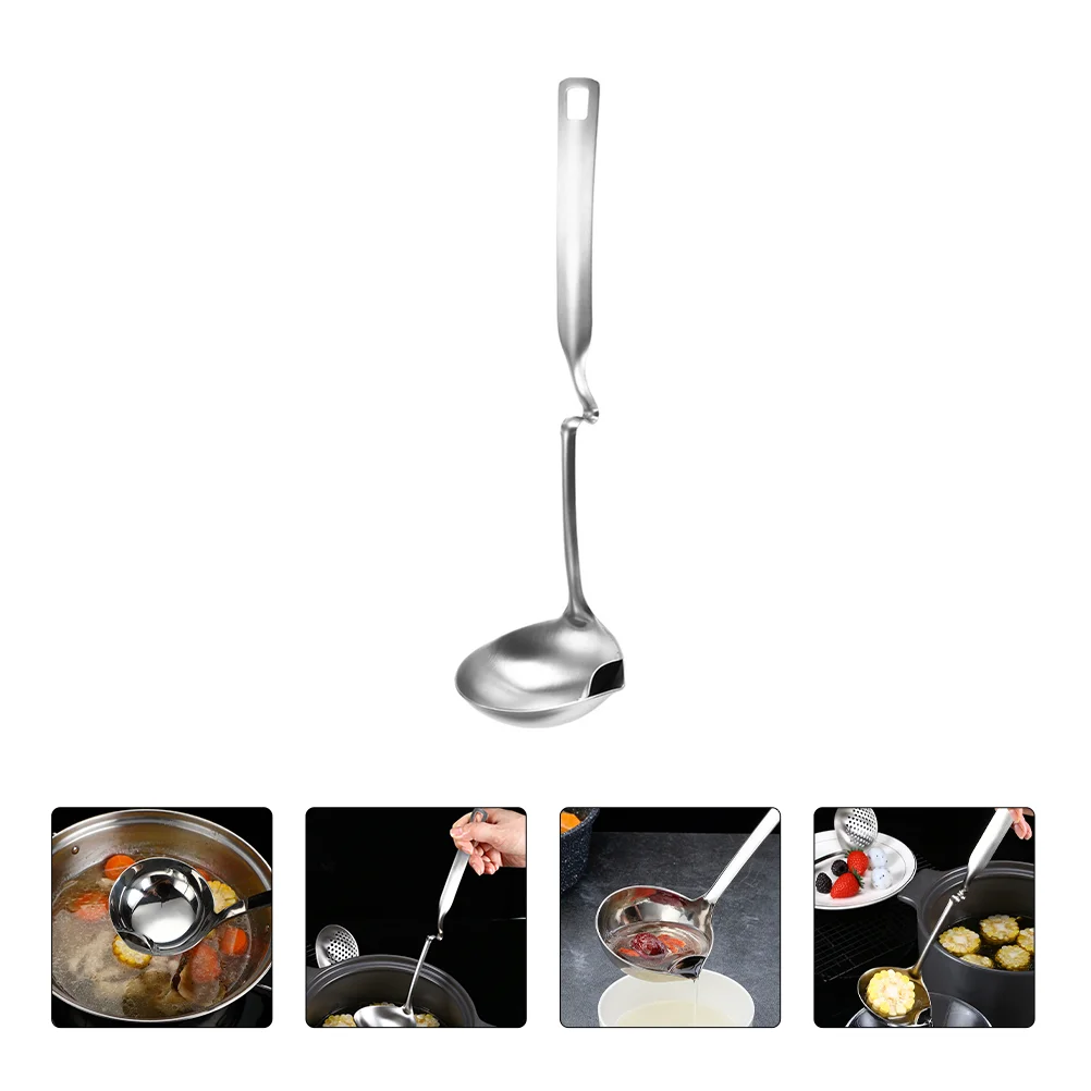 

Stainless Steel Grease Spoon Oil Colander Long Handle Scoop Kitchen Gadget Filter Ladle