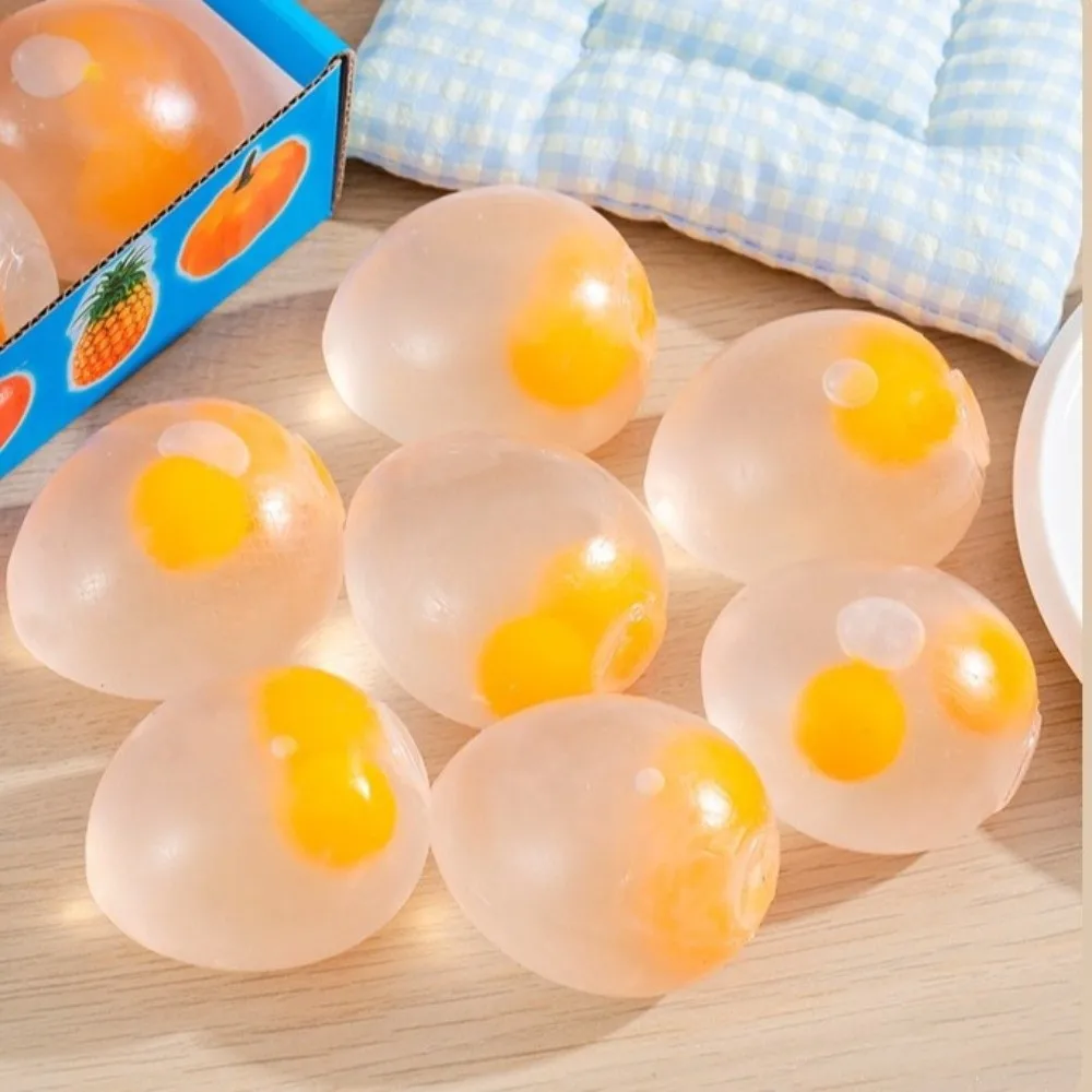 12pcs/Box 3D Egg Squishy Fidget Ball TPR Material Transparent Decompression Toy Creative Stress Relief Pinch Ball for Kids Play