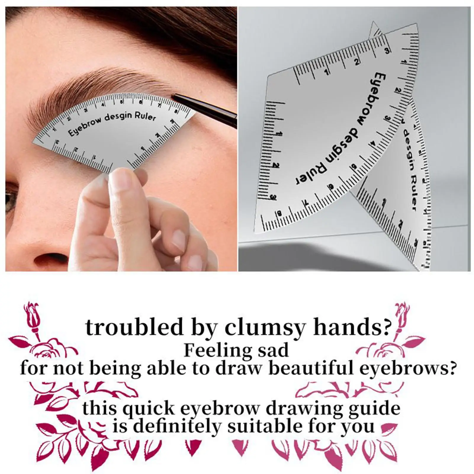 Wenkbrauwliniaal Snelle tekening Wenkbrauwontwerper Liniaal Microblading Mapping Tool Vormgeven Permanente make-up Tekening Gids Liniaalbenodigdheden