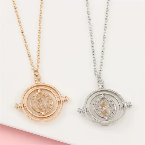Collana Magic Time Turner 360 Girevole Clessidra Potters Cosplay Convertitore astronomico Regalo per i fan