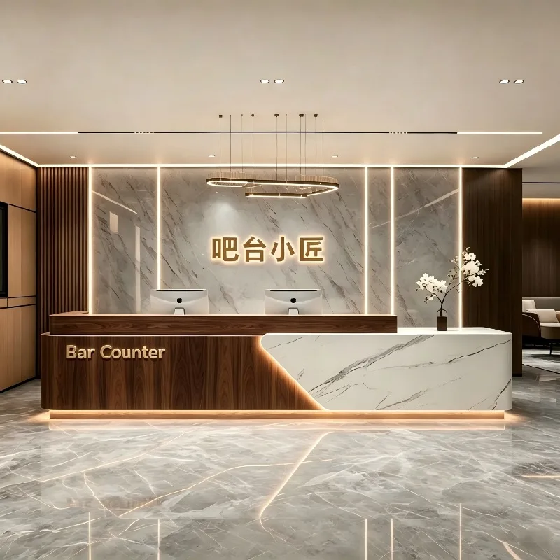 Bar Long Reception Desks Modern Industrial Luxury Display European Reception Desks Design Welcome Mostrador Trendy Furniture