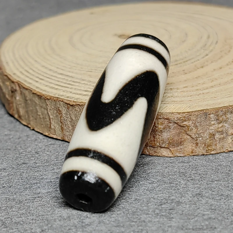 YIZHU CULTUER ART Rare Magic Tibetan Old Agate Totem v's Pattern dZi Bead Pendant 38*13mm