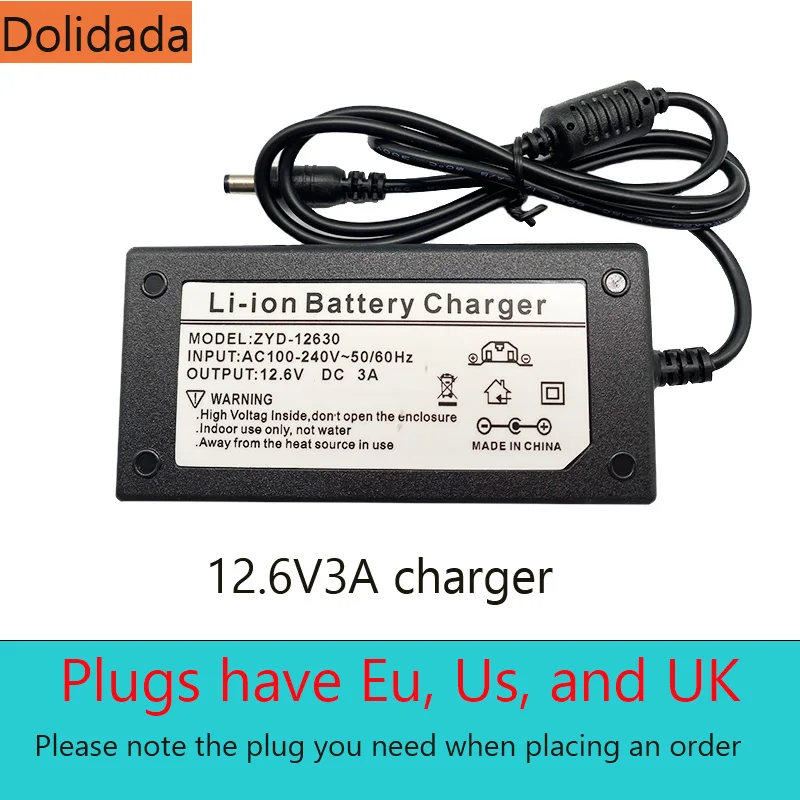 

12.6V3A Charger+12.6V1A Charger with EU/US/AU/UK Plug Optional Suitable for Fishing Lights Electric Drills Power Adapters Etc