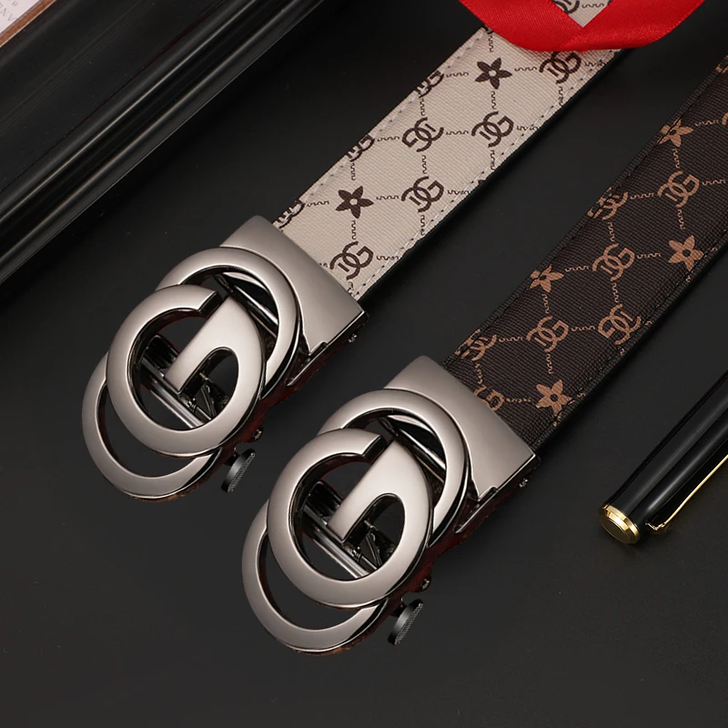 Men belt Genuine Leather Belt Metal Alloy Automatic Buckle Brand Luxury Design Waist Belts for Men Strap Male