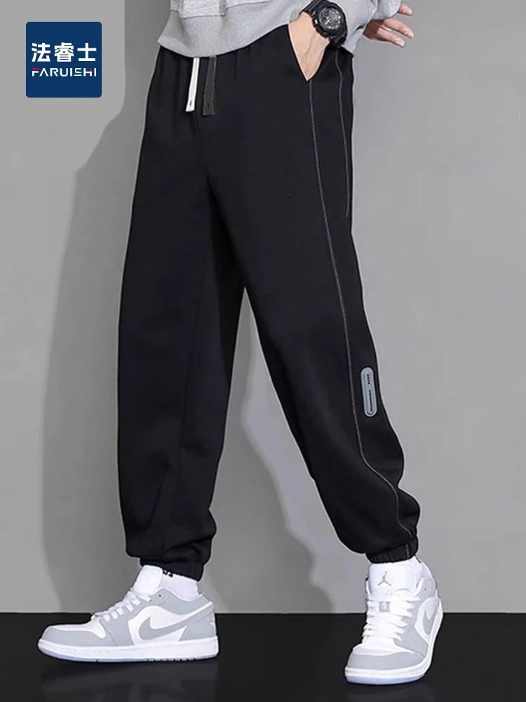 

Повседневные свободные мужские спортивные брюки, весенне-осенние модные брендовые длинные брюки, молодежная одежда, удобные брюки из смеси хлопка и полиэстера