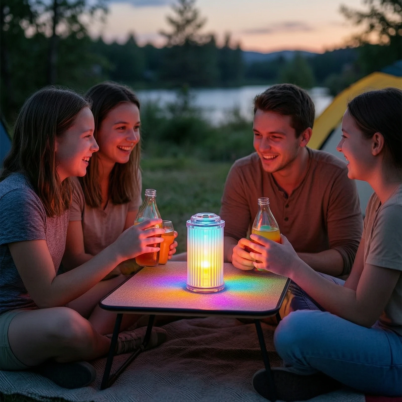 Camping Lantern with Adhesive Base Lightweight Hanging Lantern Tent Light Long-Lasting Weather-Resistant for Campers, Hiking