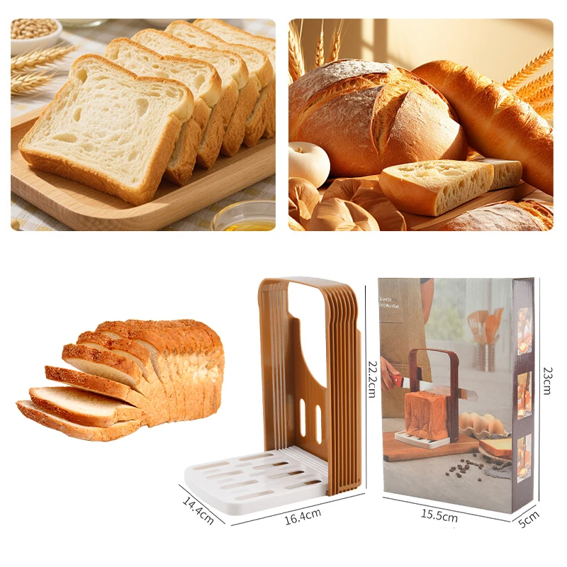 Foldable Toast Slicer Adjustable Bread Cutter Tool Foldable Plastic Bread Cutting Guide Tools for Homemade Bread Kitchen Baking