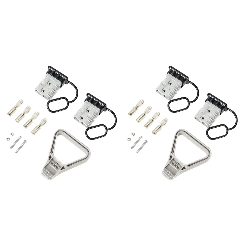 4Pcs 2/0 AWG 350A Battery Power Connector Cable Quick Connect Disconnect Kit For Anderson Connector For Winch Trailer