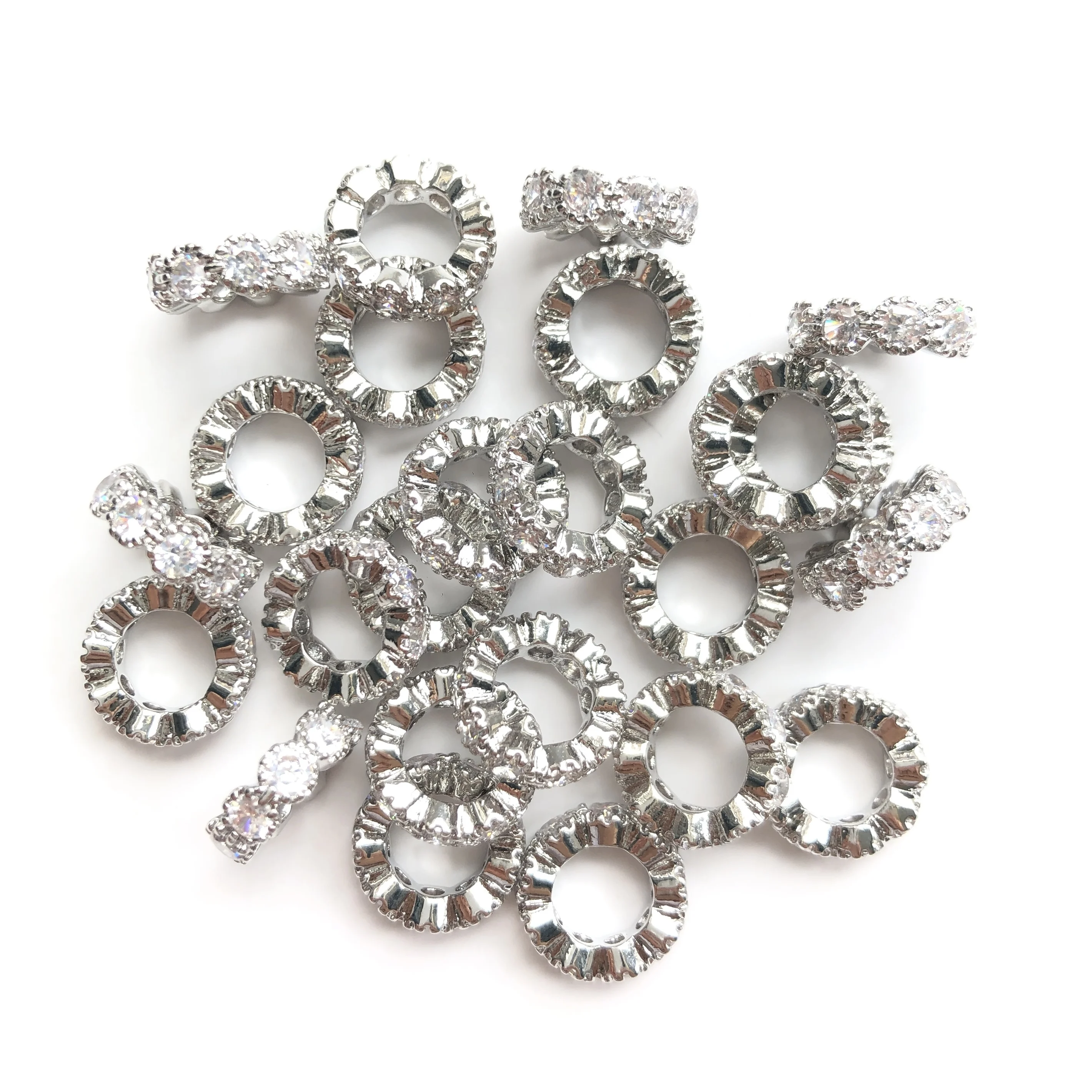 20pcs/Lot 8mm 10mm Wheel Spacer Beads for Women Jewelry Bracelet Making Zirconia Micro Pave Necklace Earring DIY Accessories