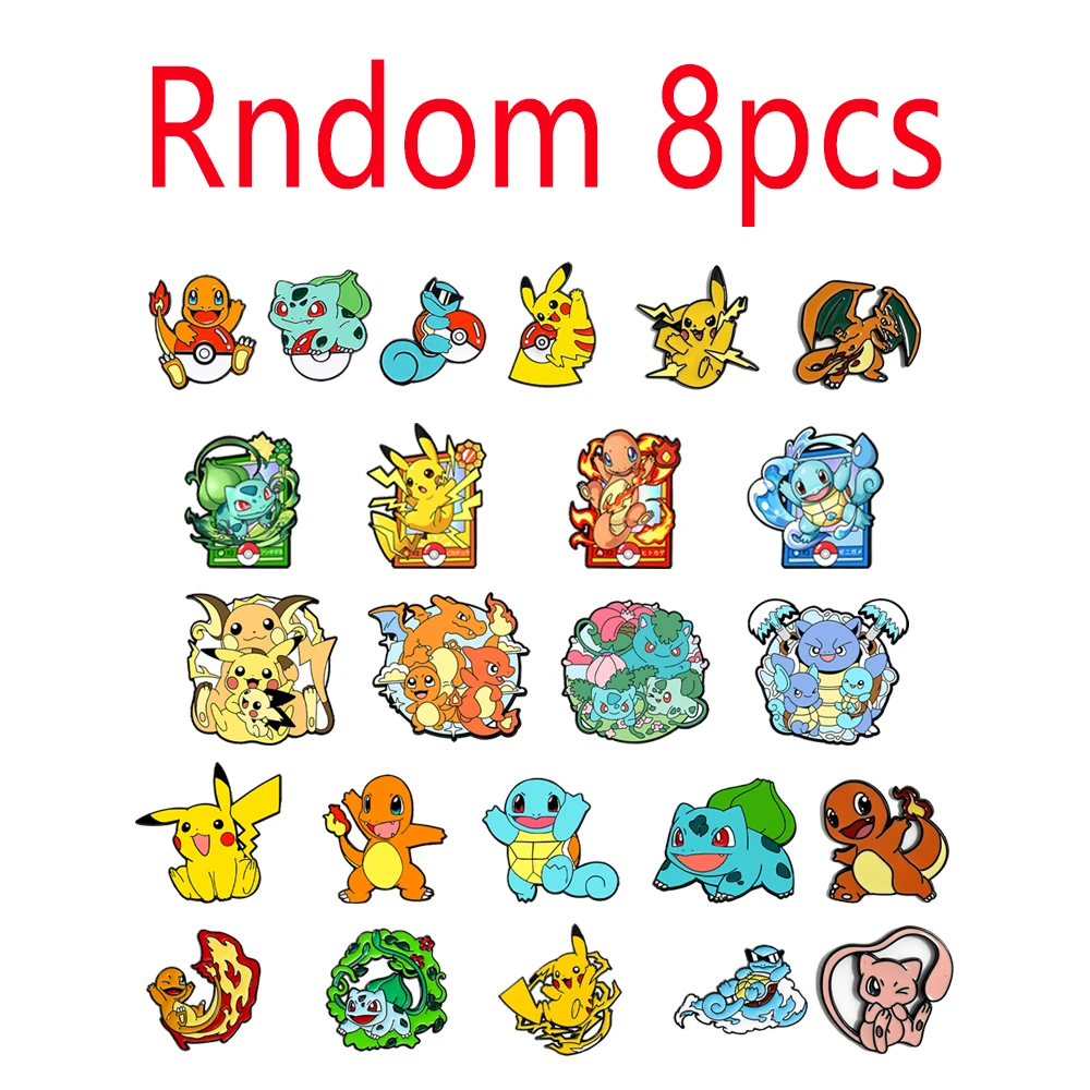8-teiliges Pokemon-Emaille-Pin-Set, japanischer Anime-Cartoon, Pikaqiu Mewtwo, Sammel-Pins für Rucksäcke, Geschenke für Fans und Freunde