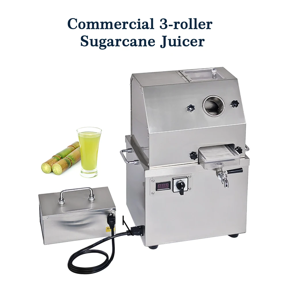 2026Hot 3-Roller Sugar Cane Press Machine Stainless Steel Food Grade Commercial Juicer for Mobile Stall